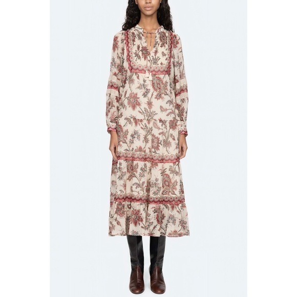 NWOT SEA New York Midi Long-Sleeve Floral Lace-Trimmed Cassandra Dress - Picture 1 of 6